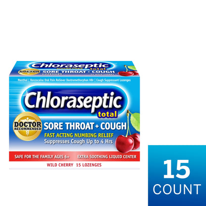CHLORASEPTIC TOTAL LOZENGE CHERRY 15CT