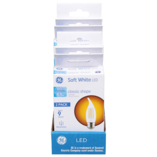 GE 5W A19 Soft White LED Classic Shape Light Bulbs