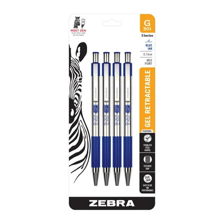 Zebra G-301 Gel Retractable Medium Point Black Pen
