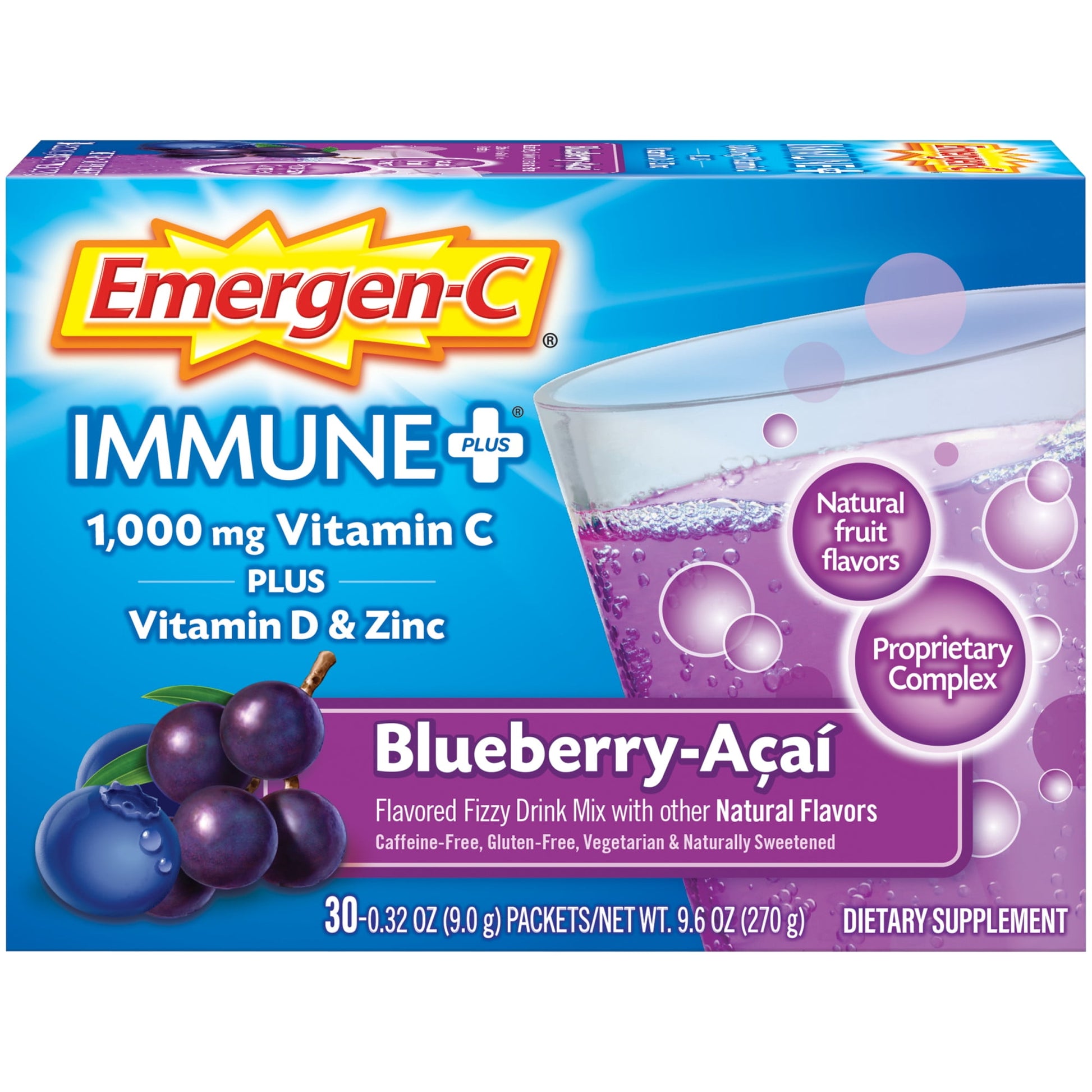 EMERGEN-C IMMUNE+ W/VIT D BLUEBERRY 30CT