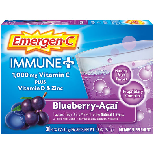 EMERGEN-C IMMUNE+ W/VIT D BLUEBERRY 30CT