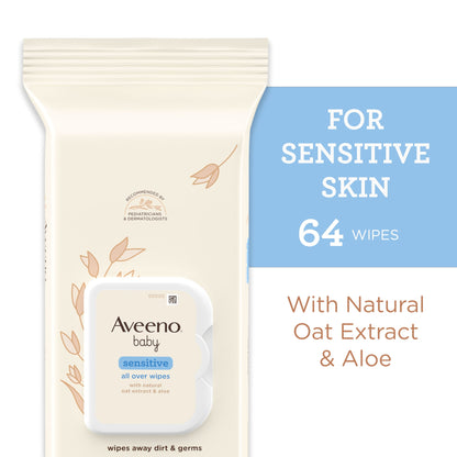 AVEENO BABY ALLOVER SENSITIVE WIPES 64CT