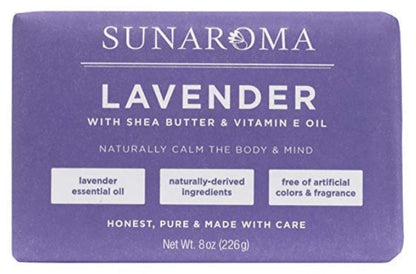 Sunaroma Soap Bar Lavender Shea + Vitamin-E Oil 8oz