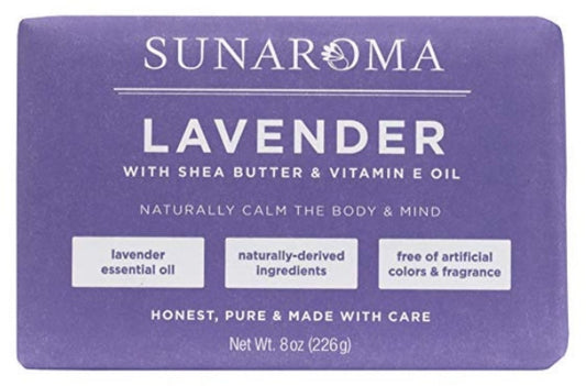 Sunaroma Soap Bar Lavender Shea + Vitamin-E Oil 8oz