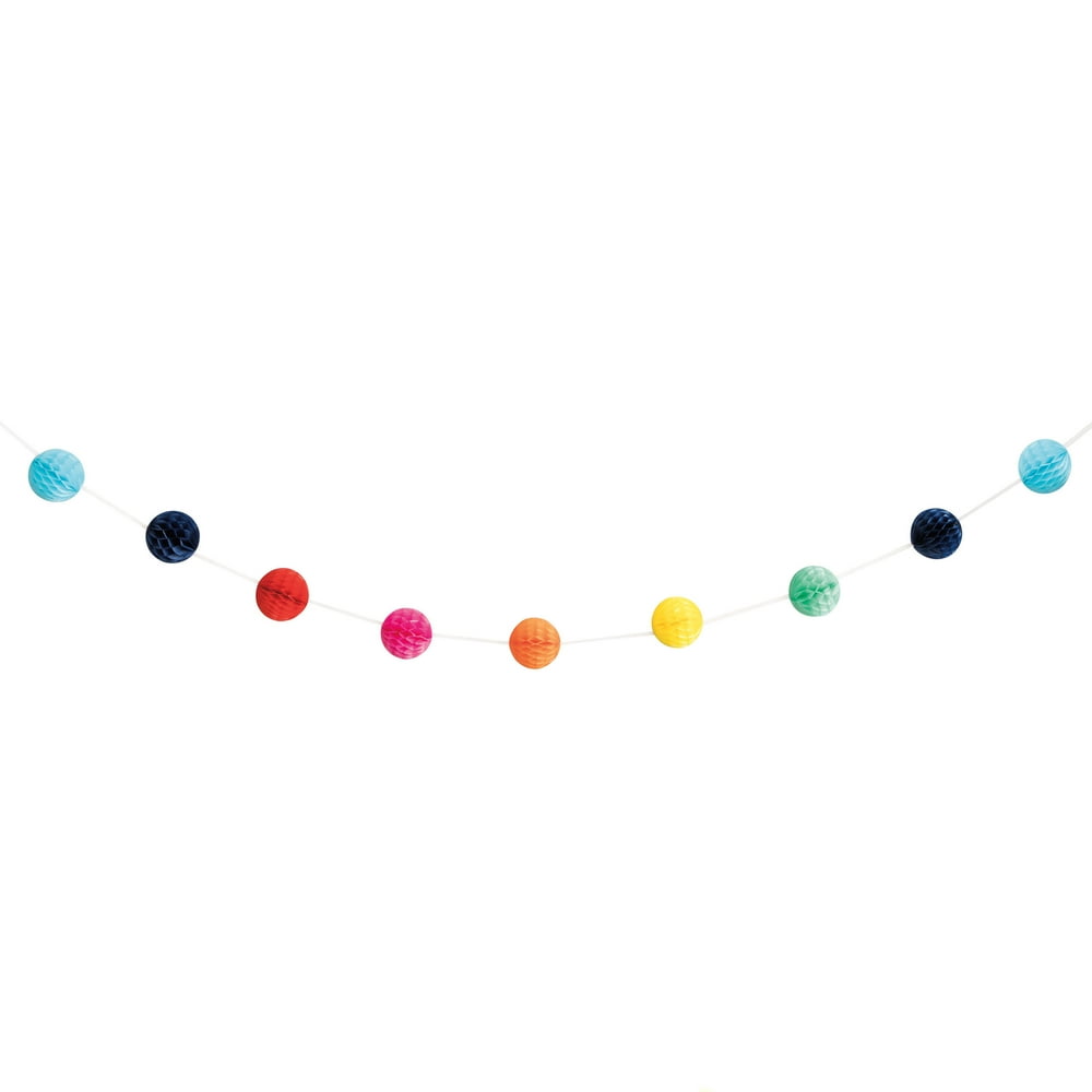 Unique Vibrant Multicolor Honeycomb Ball Paper Garland, 7ft