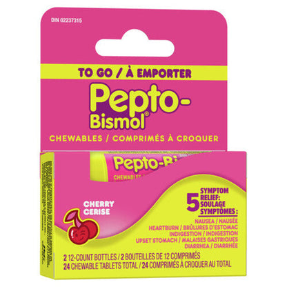 Pepto Bismol To-Go Chewable Tablets - Cherry, 12 count