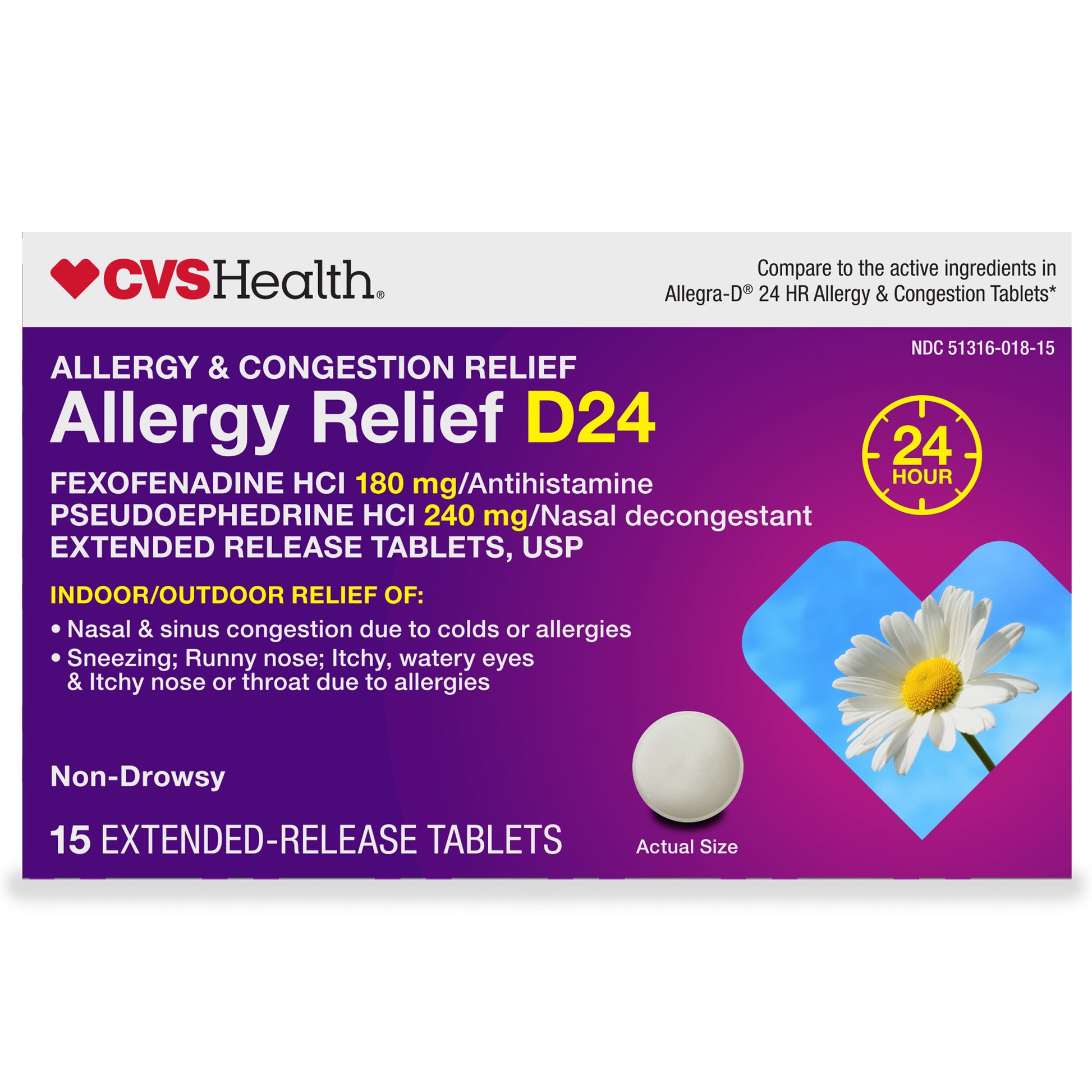 FEXOFENADINE-PSE 180-240 MG ER TAB 15