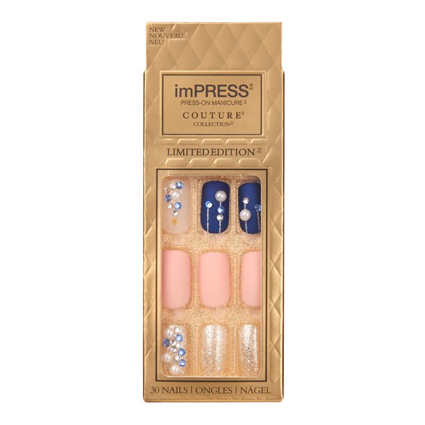 KISS imPRESS Color Press-On Fake Nails, Squoval Shaped - Frosting