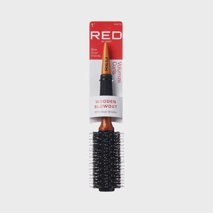 Kiss Red Brush Wooden Blowout Volumize Curls 1Inch (3in)