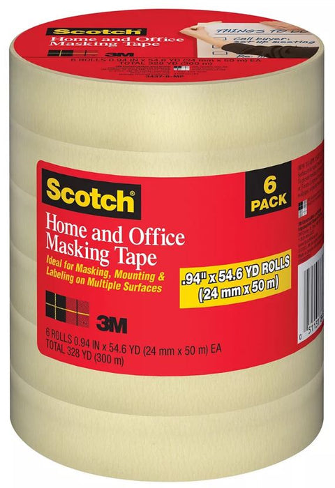Scotch Home and Office Masking Tape, 3 Rolls