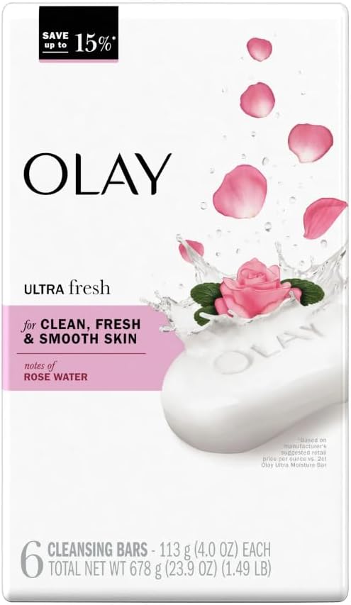 OLAY ULTRA FRESH ROSE WATER BAR 6X4OZ