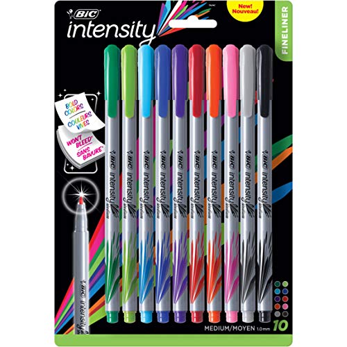BiC Intensity Fineliner Marker Pens - Assorted Colors, 10 count