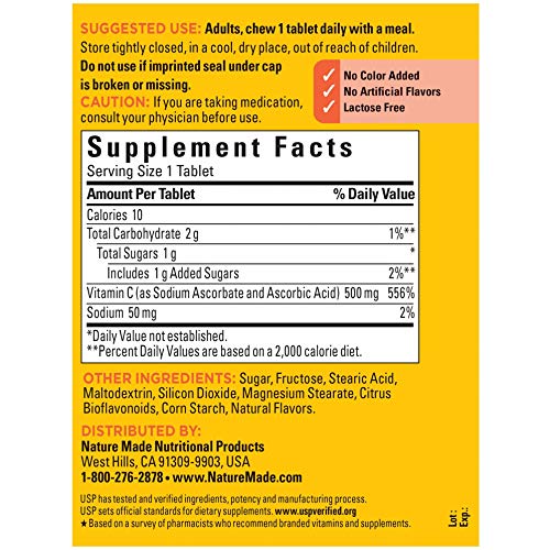 VIT C 500MG TABLET 250CT NAT MADE