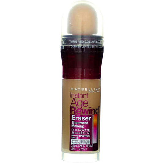 MAYBELLINE New York Instant Age Rewind Eraser Treatment Makeup, 220 Sandy Beige, 0.68 oz