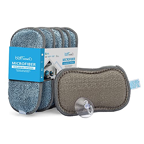 MUkitchen Durable Microfiber Sponge with Scrubber - Lemon Tree