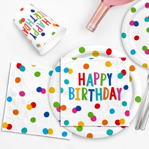 Unique Patterned Square Party Napkins - Dots & Stars Birthday, 16 count