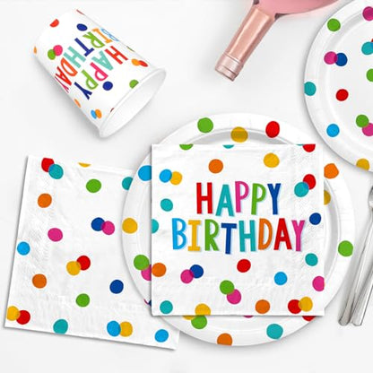 Unique Patterned Square Party Napkins - Dots & Stars Birthday, 16 count