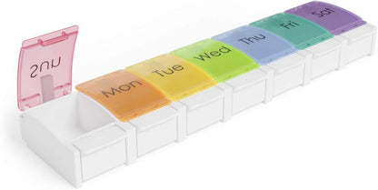 Ezy Dose Push Button (7-Day) Pill, Medicine, Vitamin Organizer Box  Large Compartments