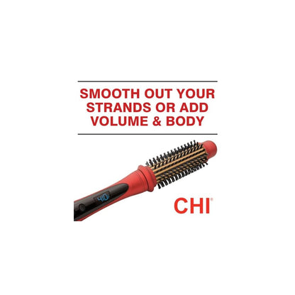 CHI 1.25 inch Tourmaline Ceramic Heated Round Brush - Ruby Red