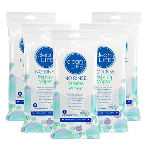 NO RINSE BATHING WIPES PA 8CT