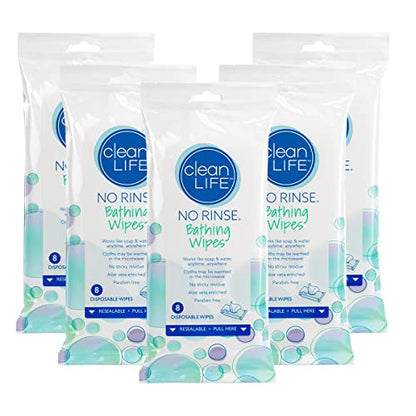 NO RINSE BATHING WIPES PA 8CT