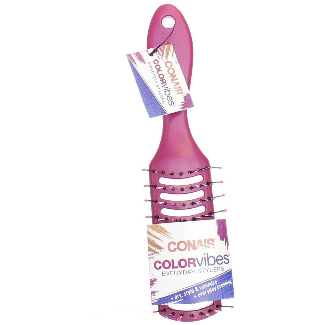 CONAIR Colorvibes Everyday Stylers Vented Hair Brush With Elastics - Assorted
