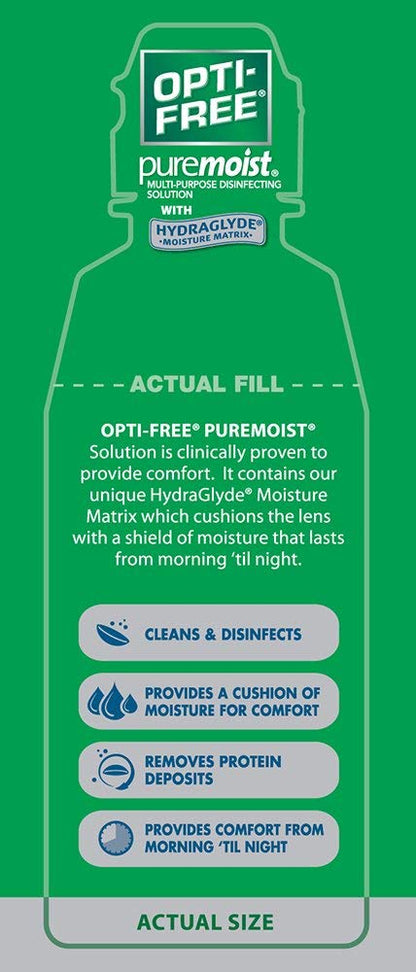 Alcon OPTI-FREE puremoist Multi-Purpose Disinfecting Contact Lens Solution, 2 oz