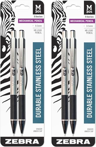 Zebra M-301 Mechanical Pencil With Bonus Lead - Assorted, 2 count