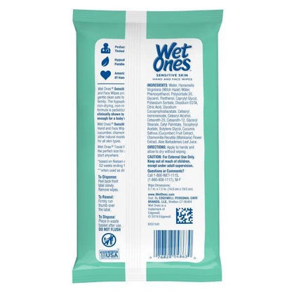 Wet Ones Anti-Bacterial Hand Wipes Extra Gentle 20Ct (10in)