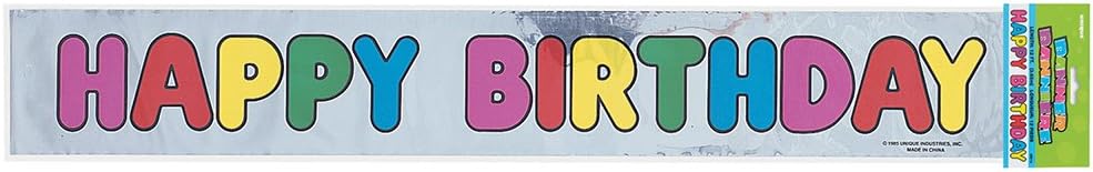 Unique Party! Peppy Collection Foil Happy Birthday Banner, 12 ft