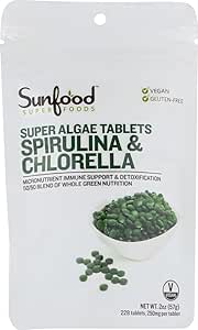 SUNFOOD TABS,SPIRULINA,CHLORLLA