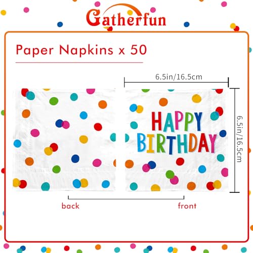 Unique Patterned Square Party Napkins - Dots & Stars Birthday, 16 count