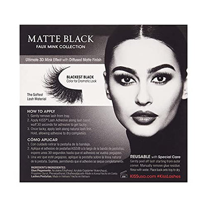 KISS Lash Couture 3D Faux Mink Lashes - Matte Twill, 4 count