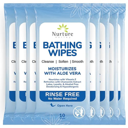 NO RINSE BATHING WIPES PA 8CT