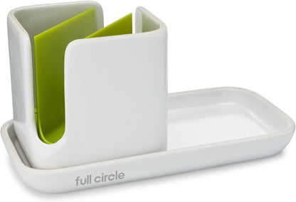 FULL CIRCLE CERAMIC SINK CADDY,WHITE