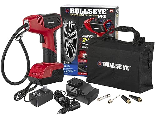 Bell + Howell Bullseye Pro Portable Rechargeable Tire Inflator with Digital Pressure Gauge