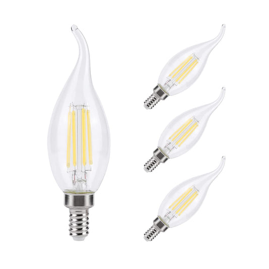 GE Lighting Vintage Style CA11 LED Light Bulbs, Decorative Candle Bulbs, Amber Glass, 40 Watt Replacement