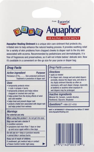 Aquaphor Baby Healing Ointment To-Go Pack for Chapped Cheeks and Diaper Rash, 2 count