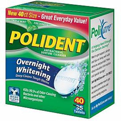 POLIDENT OVERNIGHT TABLET MINT 40CT