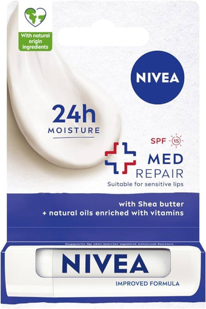 NIVEA LIP CARE MEDICATED RECOVRY 6X.17OZ
