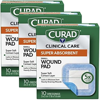 CURAD SUPER ABSRB MED WOUND PAD 4X4 10CT