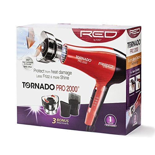 Kiss Red Dryer Tornadopro 2000 1200 Watt With 3 Attachments