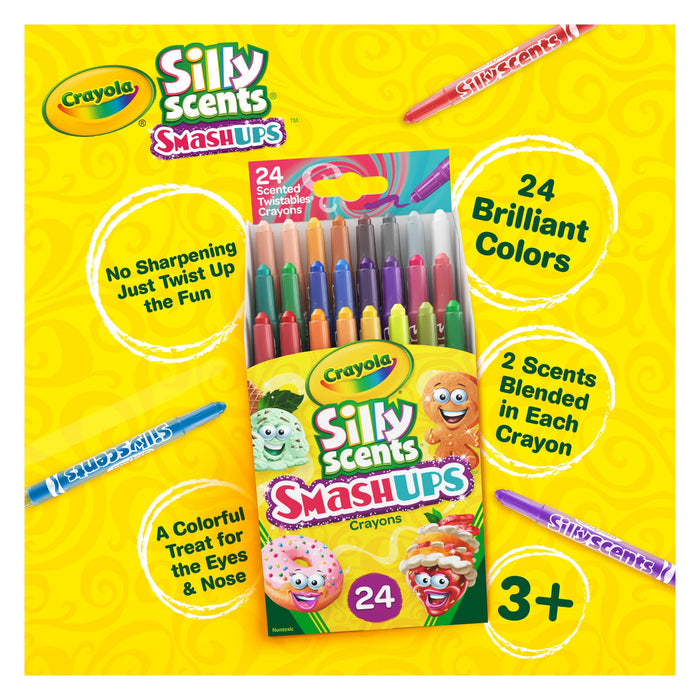 Crayola Silly Scents Smash Ups Mini Twistables Scented Crayons, 24 cout