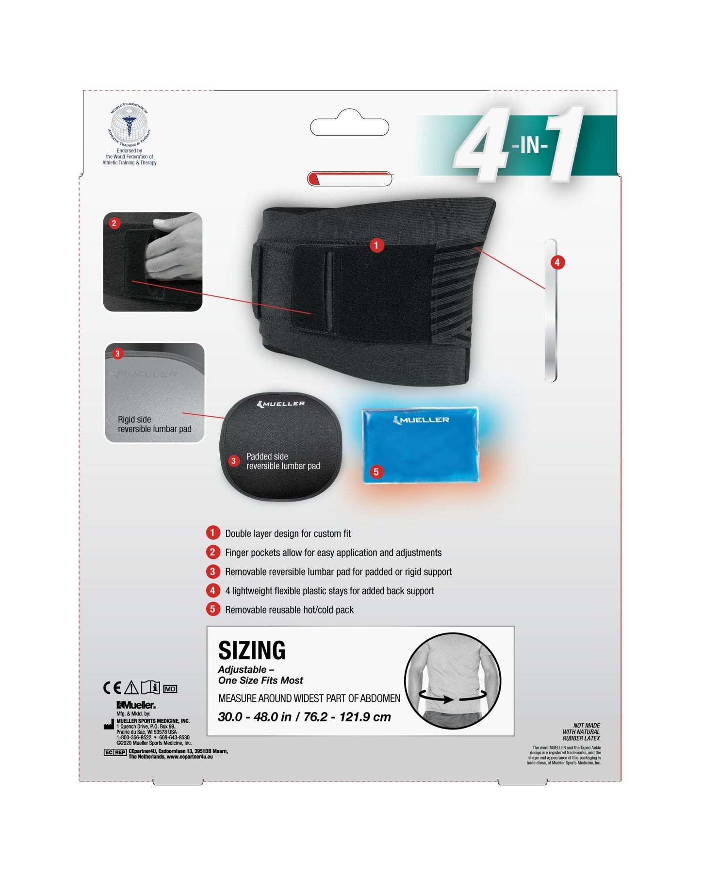 LUMBAR BACK BRACE SB ADJ 1SZ