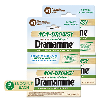 DRAMAMINE NON DROWSY NATURALS CAP 18CT