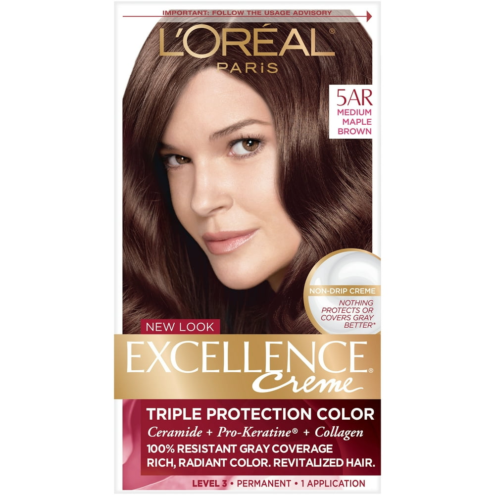 L'ORÉAL PARIS Excellence Triple Protection Permanent Hair Color, 5AR Medium Maple Brown, 6.3 fl. oz.
