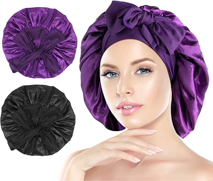 CONAIR Cover & Sleep Lace Trim Satin Bonnet - Black