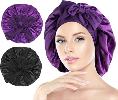 CONAIR Cover & Sleep Lace Trim Satin Bonnet - Black