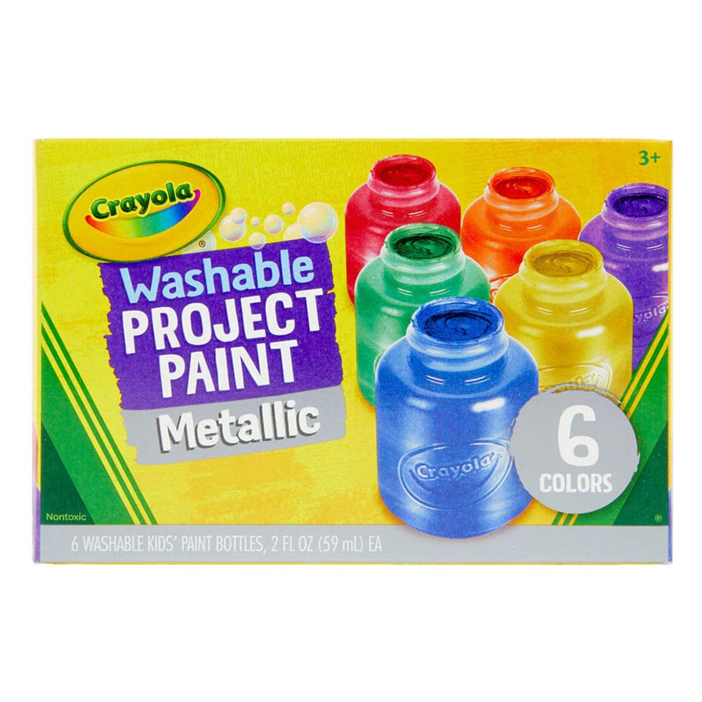 Crayola Washable Metallic Project Paint, 6 count