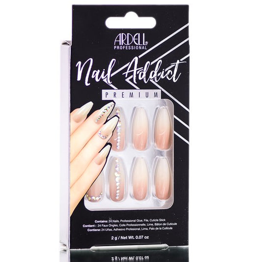 Ardell Nail Addict Premium Artificial Nail Set - Nude Jeweled